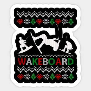 Vintage Retro Wakeboarding Ugly Christmas Funny Wakeboard Sticker